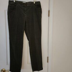 Chico’s Pinwale Corduroy Straight Leg Jeans 5-Pockets Size 2 (12R) Olive Green